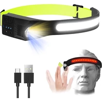 Újratölthető LED 270 széles fénysugár vízálló fejlámpa Smart Sensor fényszóró kemping horgászathoz