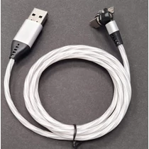 Telefon töltő kábel mágneses 540 fokban elforgatható, LED világítással (Fehér)