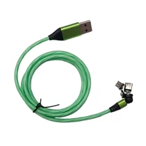 Kiváló minőségű 540 fokos mágneses adatkábel 3 az 1-ben LED fény USB kábel mobiltelefonhoz