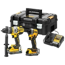 Ütvefúró csavarbehajtó akkumulátoros komplett gépszett DeWalt DCK2052H1E1T-QW