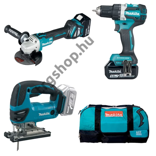 MAKITA  akkus szett 18V Li-ion (DDF484+DJV180+DGA511+DML802+2x5,0Ah) DLX3152TX1