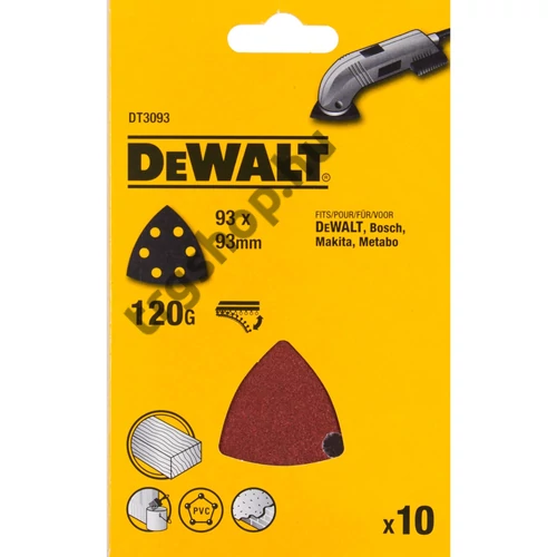 DeWalt háromszögletű csiszoló lap multigéphez 93 x 93 mm K120 10db/csomag DT3093-QZ