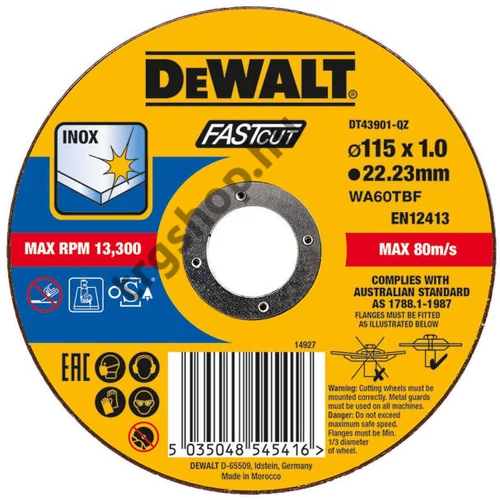 DT43902-QZ - Vágótárcsa 125 x 1mm x 22.23mm INOX
