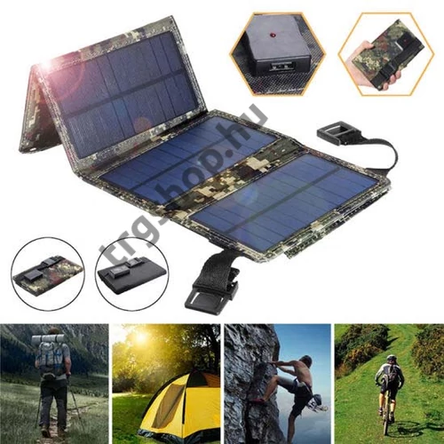 Hordozható, összecsukható napelemes töltő 5V 2.1A USB 20W