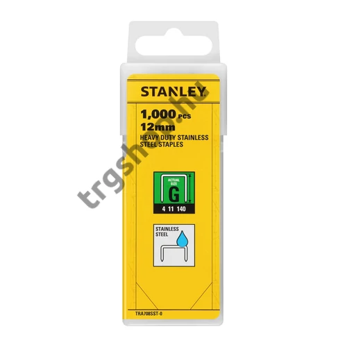 Stanley 12 mm-es &quot;&quot;G&quot;&quot;nehézüzemű rozsdamentes acél kapcsok