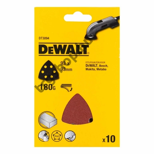 DeWalt háromszögletű csiszoló lap multigéphez 93 x 93 mm K180 10db/csomag DT3094-QZ