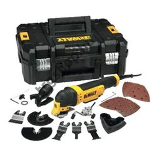 Dewalt Multi rezgőszerszám, 300W, 6db vágószerszám, delta talp + 25db papír, TSTAK, porelszívó DWE315KT-QS