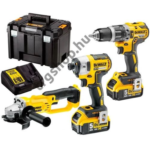 DeWalt 18.0V-os XR 3 gépes combopack DCK383P2T-QW Ütvefúró+Csavarbehajtó+Sarokköszörű