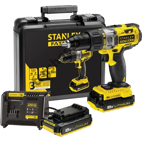 STANLEY FATMAX 18 V 2 Ah Li-Ion 2 sebességes Akkumulátoros ütvefúró/csavarozó 2 akkumulátorral FMC625D2-QW