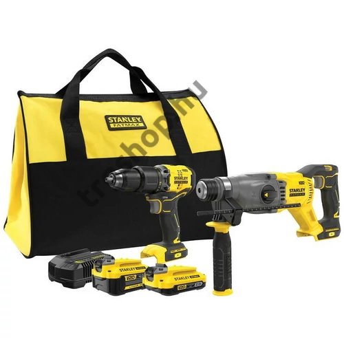 Stanley V20 kefe-nélküli fúrókalapács + ütvefúró-csavarozó készlet
