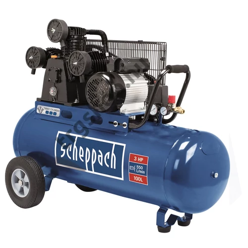 Scheppach olajkenésű háromhengeres ékszíjas kompresszor (5906147901) 100 l, HC 550 TC