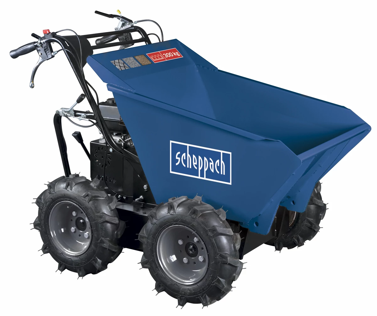 Scheppach DP 3000 - Kerekes 4 X 4 meghajtású minidömper mechanikus billenéssel és 300 kg-os terheléssel