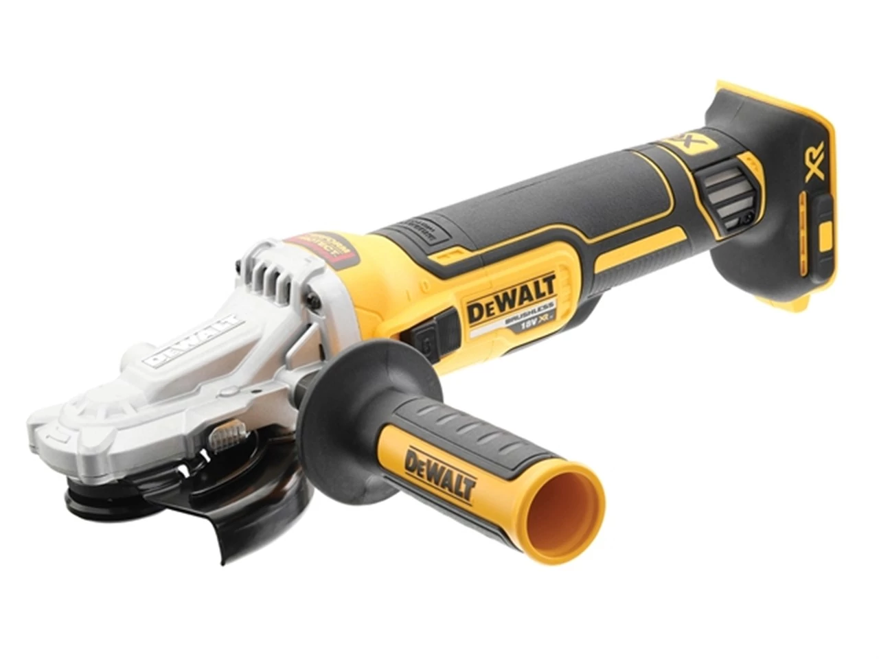 DeWalt 18 V-os XR kefe nélküli lapos sarokcsiszoló akku és töltő nélkül DCG405FN-XJ  125mm
