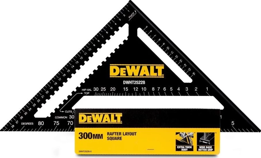 DeWalt 30 cm-es tetőfedő derékszögű háromszög vonalzó (DWHT25228-0)