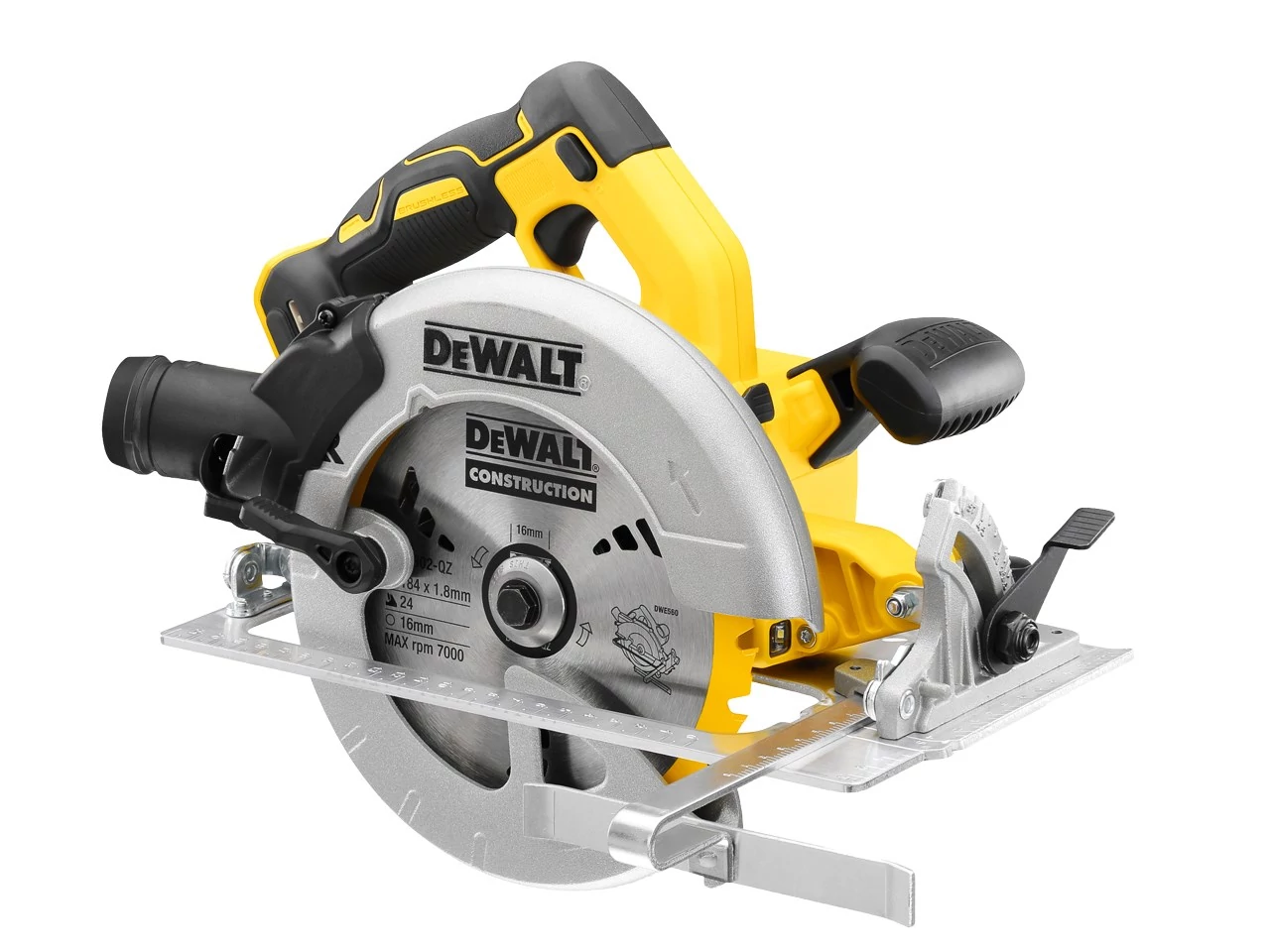 DeWalt 18V XR kefe nélküli 184mm körfűrész akku és töltő nélkül DCS570N-XJ