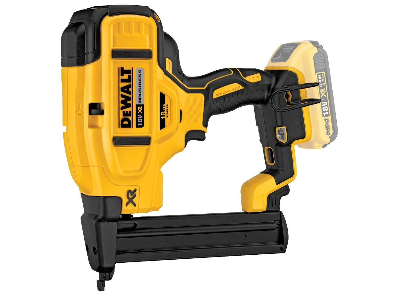 DeWalt 18V XR LI-ION 18GA kefe nélküli kapcsozógép akku és töltő nélkül DCN681N-XJ