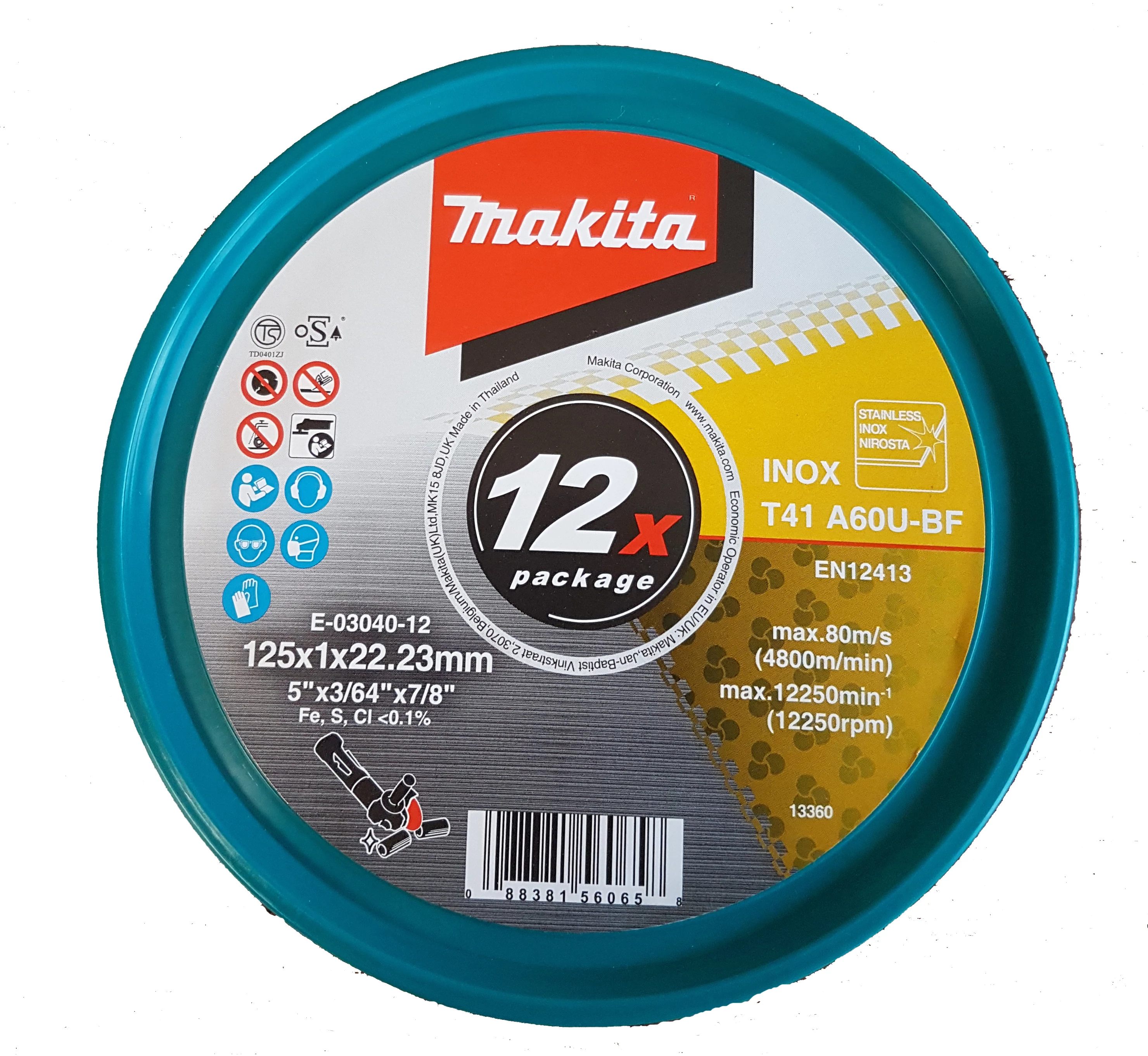 Makita T2 vágókorong 1 csomag 12db INOX 125x1 mm 